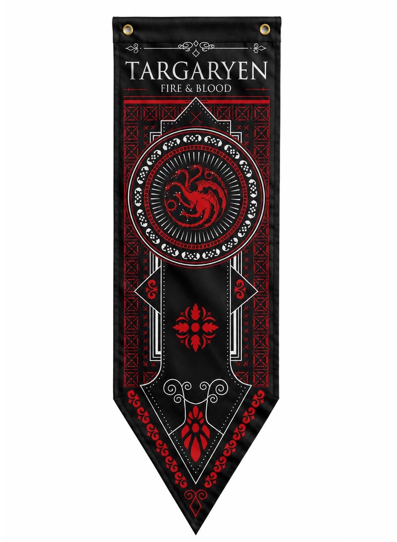 Mida Targaryen House Flag from the "Game of Thrones" Series - 150 × 47 cm - Woven Flag for Outdoor Walls - Image 1