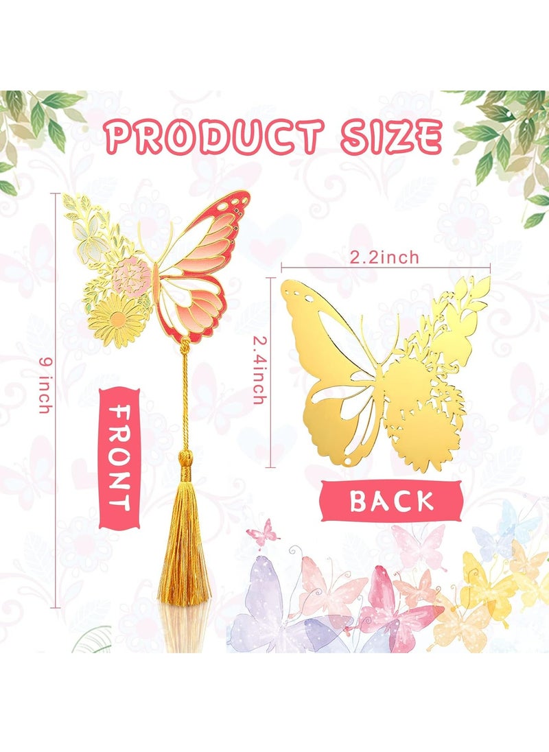 Oasisgalore - 4 Pcs Metal Bookmarks with Tassel (Butterfly Design), Gold Hollow Trim, Ideal for Women, Girls, Book Lovers - Image 1