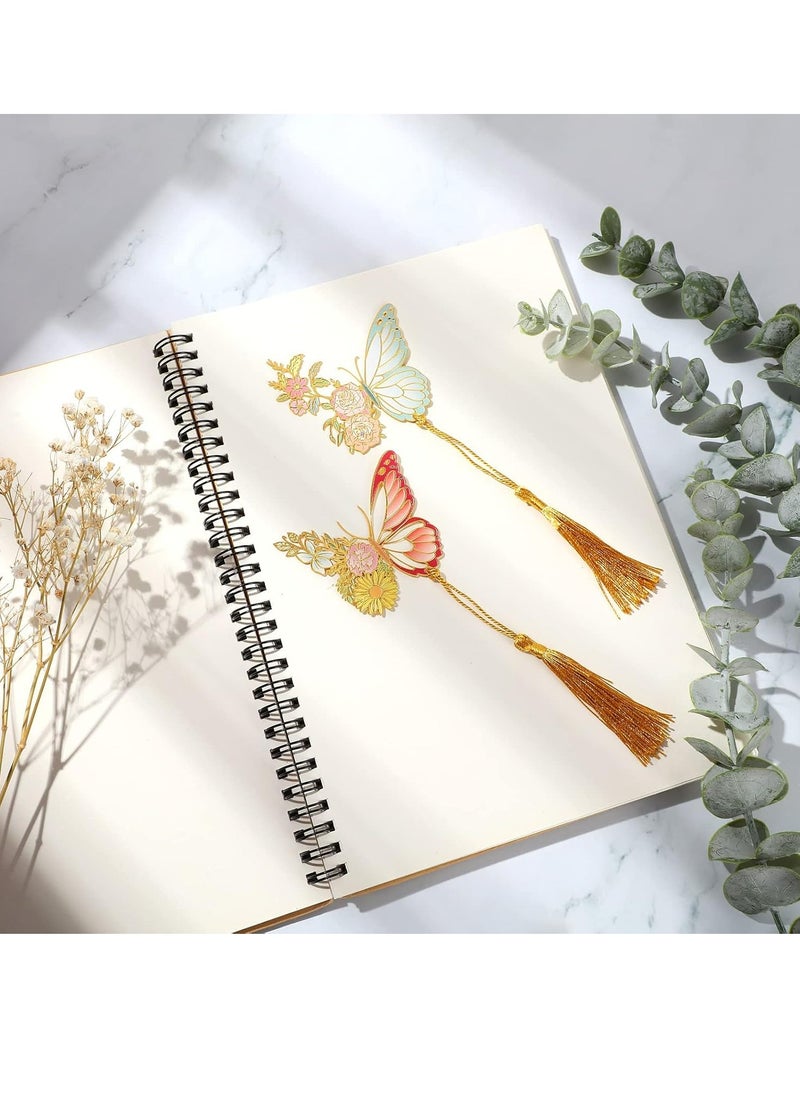Oasisgalore - 4 Pcs Metal Bookmarks with Tassel (Butterfly Design), Gold Hollow Trim, Ideal for Women, Girls, Book Lovers - Image 1