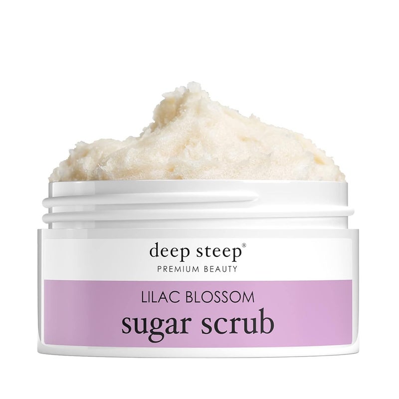 Deep Steep Sugar Scrub Lilac Blossom 8 oz Exfoliating Body Scrub with Organic Coconut Oil Shea Butter Argan Oil Vegan Clean Beauty Smooth Soft Nourished Skin - Image 1