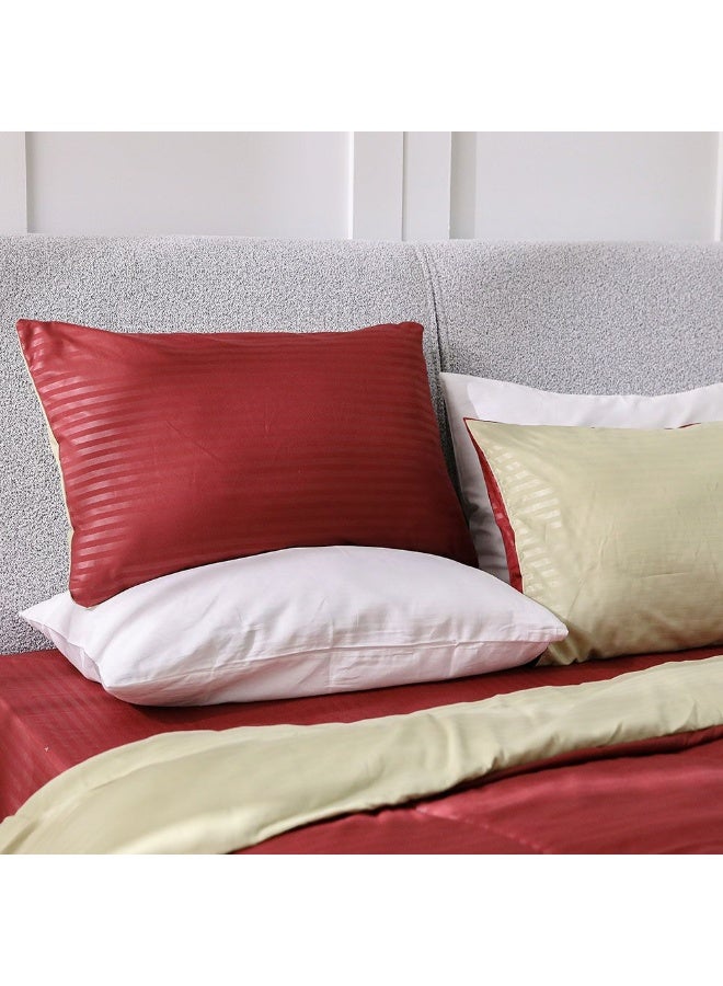 DANUBE HOME Urbane Reversible 4-Piece King Comforter Set All Season Ultra Soft Fluffy Lightweight Microfiber Bedding Set Maroon 230x260 cm - Image 1