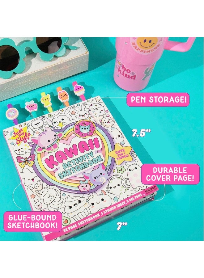 جاست ماي ستايل دفتر رسم أنشطة كاواي من جاست ماي ستايل، دفتر رسم من ٢٠ صفحة مع ٥ أقلام جل، أغطية أقلام كاواي، دفتر تلوين كاواي، لوحة رسم ممتعة، لوحة رسم لطيفة مع إرشادات، دفتر رسم للأطفال - Image 5