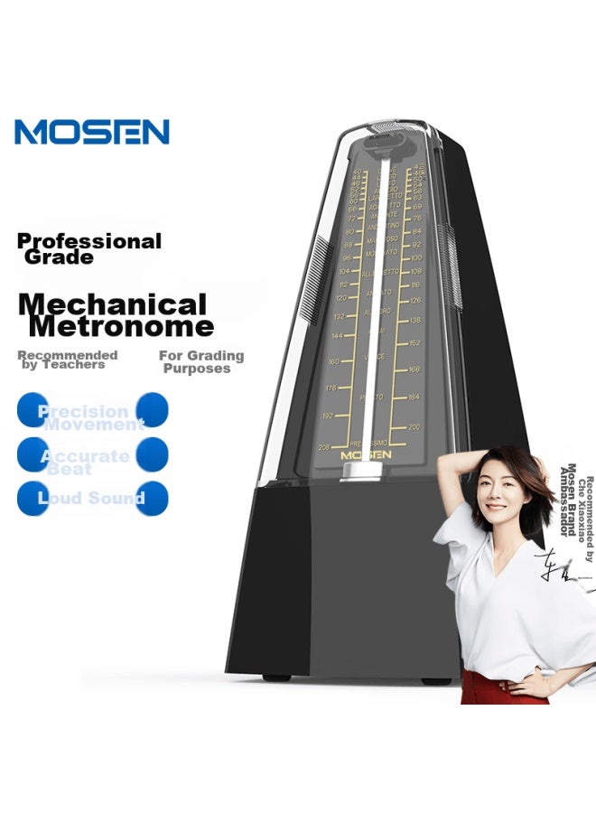 Mosen Ms-29 Mechanical Metronome, Universal Rhythm Meter For Piano, Violin, Guitar, Guzheng Tuning, Black - Image 1
