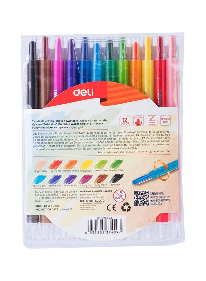 Deli Twistable Crayon Pack of 12 Colors , Non-Toxic Art Tools For Kids - Image 3