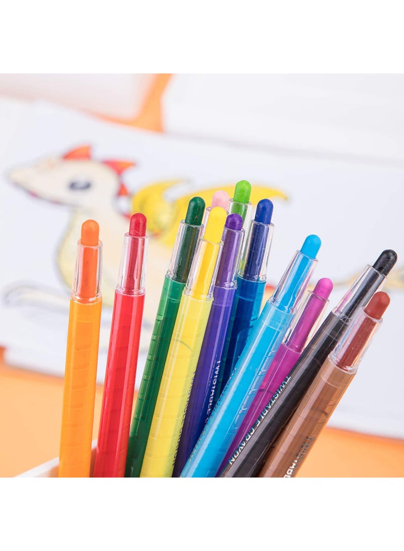 Deli Twistable Crayon Pack of 12 Colors , Non-Toxic Art Tools For Kids - Image 4