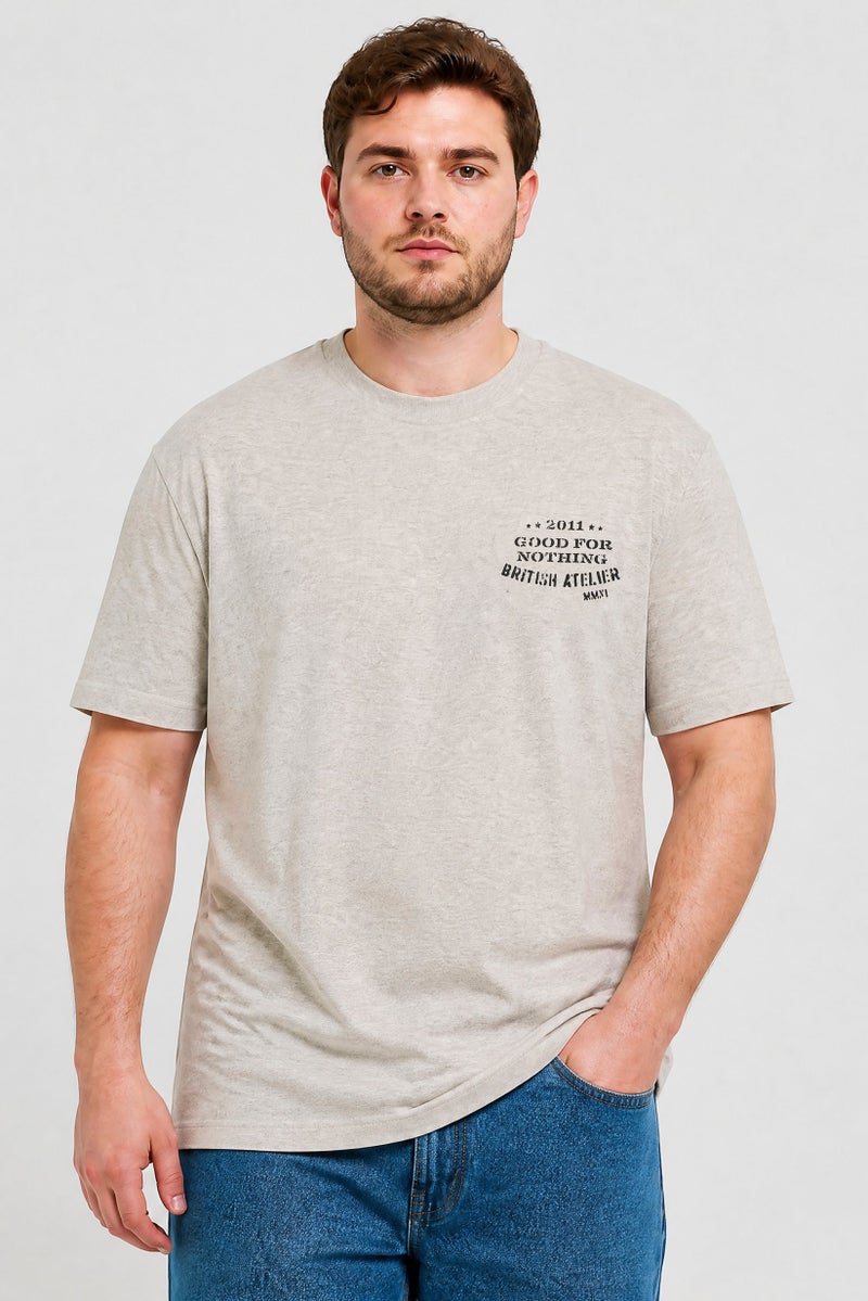 GOOD FOR NOTHING Men Crew Neck Short Sleeve Graphic Print T-Shirt, Grey - Image 1