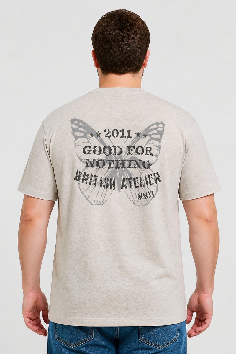GOOD FOR NOTHING Men Crew Neck Short Sleeve Graphic Print T-Shirt, Grey - Image 4