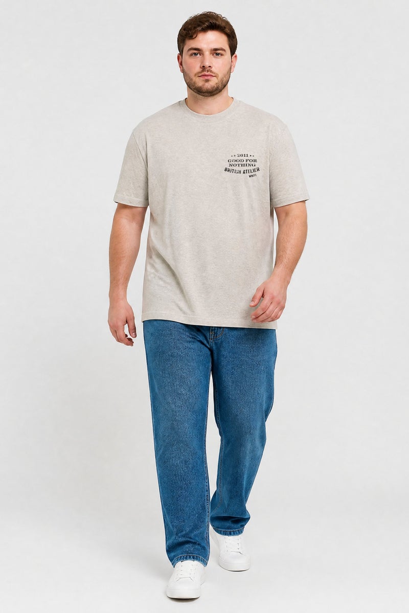 GOOD FOR NOTHING Men Crew Neck Short Sleeve Graphic Print T-Shirt, Grey - Image 5