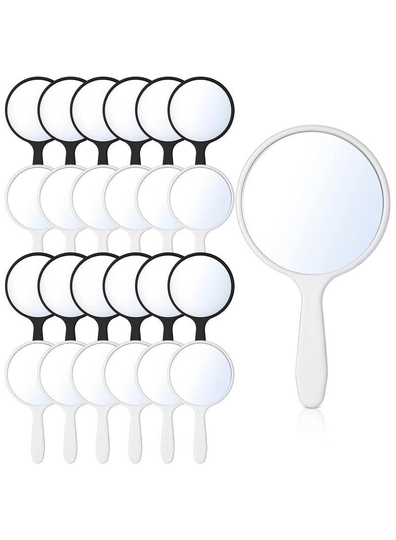 Arabest 25 Pcs Handheld Mirror with Handle Bulk, 3.94" L x 2.17" W, Small Portable Round Mirror for Kids Travel Makeup Classroom Camping Daily Use (Black, White) - Image 1