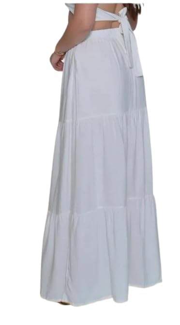 Ukal White Cotton Plain Long Skirt for Women & Girls, Waist size-28-42 inches - Image 3