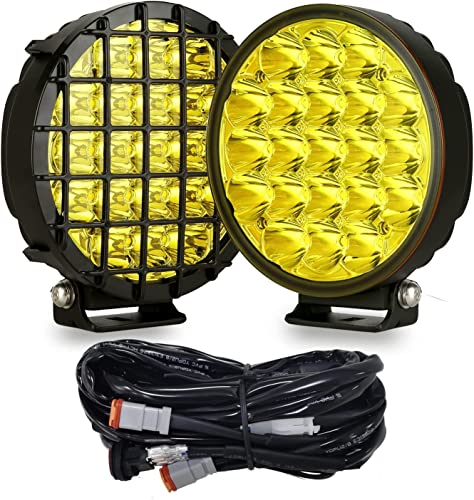 BIGLION.X BIGLIONX 6inch 2pcs Amber Round LED Offroad Lights Amber Offroad Driving Fog Lights with Wiring Harness 210W 32000LM Waterproof IP68 IP69K 12V 24V for Pickup Trucks ATV UTV SUV - Image 1