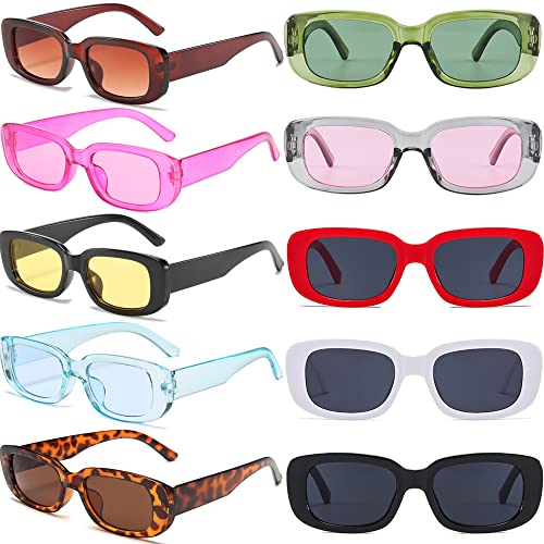 Eyegla Sunglasses Bulk Rectangle Sunglasses Party Favor 90s Glasses Shades Sunnies for Women,10 Pack - Image 1