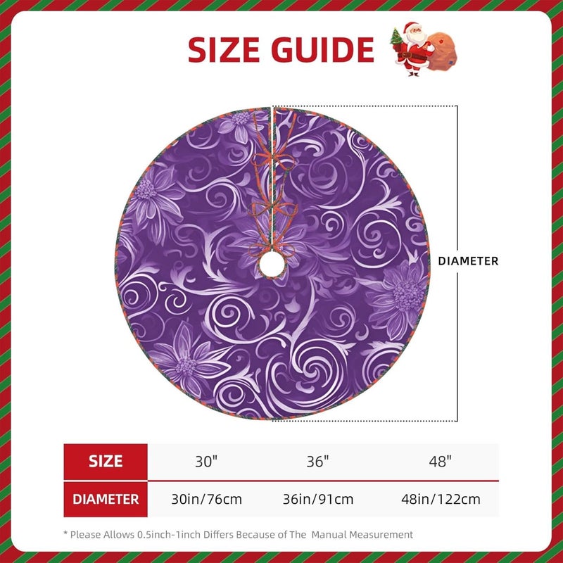Floral Swirls Ivy Print Charming Christmas Tree Skirts,Festive Xmas Tree Skirt,for Home and Office Decor - Image 4