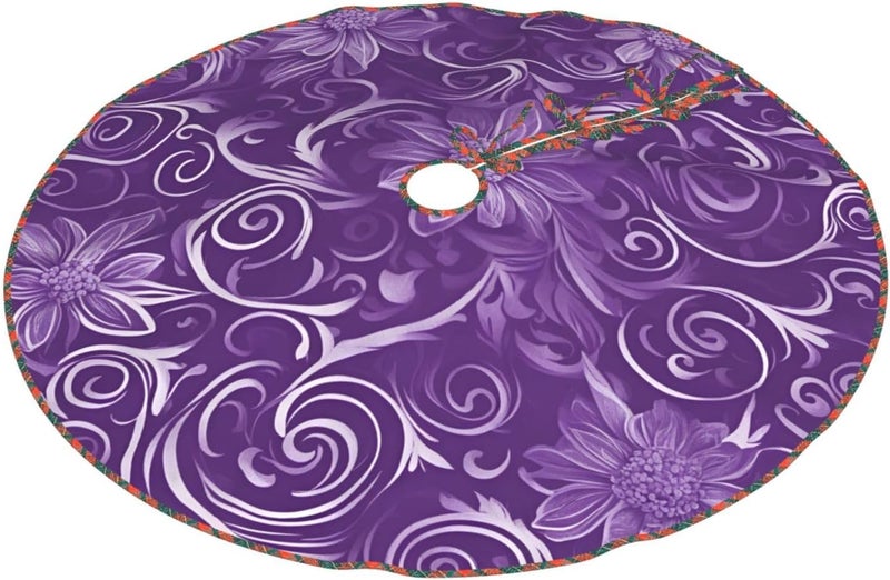 Floral Swirls Ivy Print Charming Christmas Tree Skirts,Festive Xmas Tree Skirt,for Home and Office Decor - Image 2