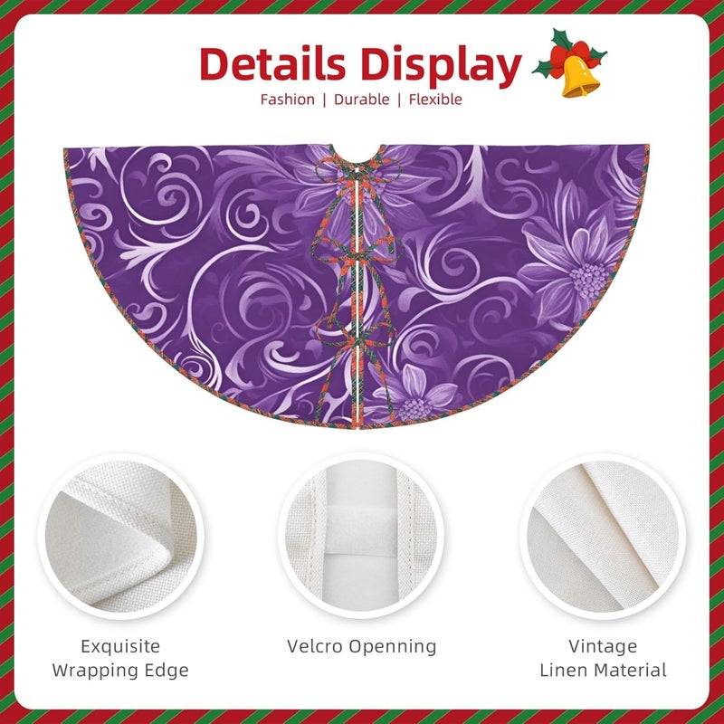 Floral Swirls Ivy Print Charming Christmas Tree Skirts,Festive Xmas Tree Skirt,for Home and Office Decor - Image 5