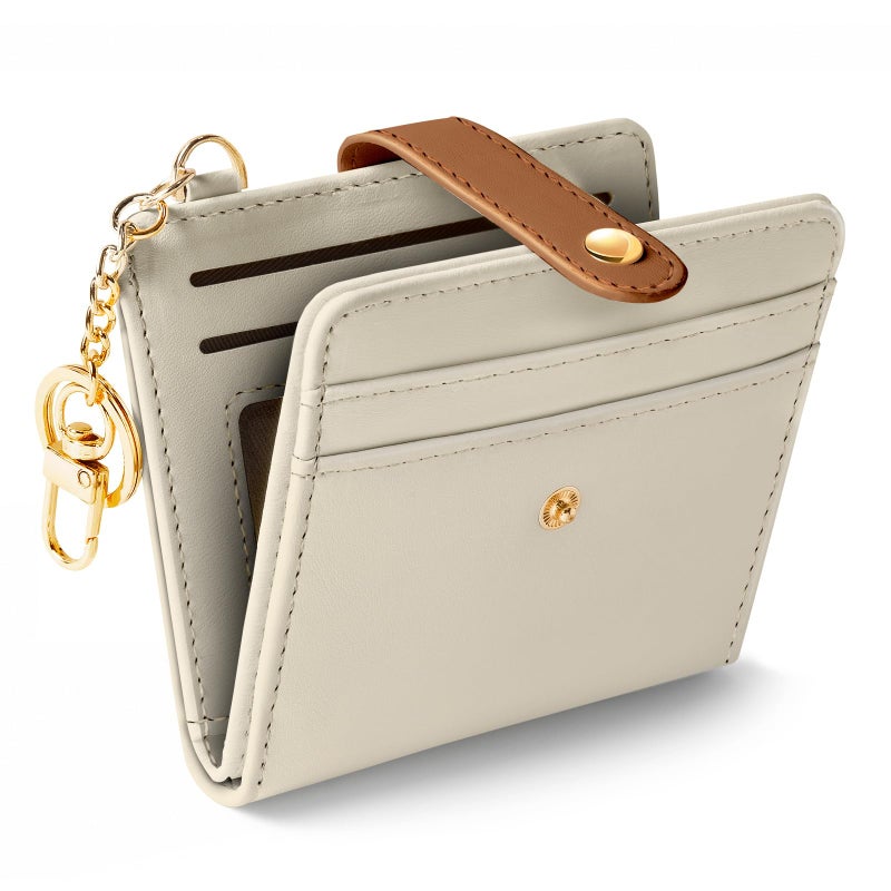 Jogjam Small Ladies Wallet, Rfid Slim Thin Compact Credit Card Women Wallet, PU Leather Bifold Cash Wallet, Zipper Coin Pocket & ID Window, Female Gifts Beige and Caramel - Image 1