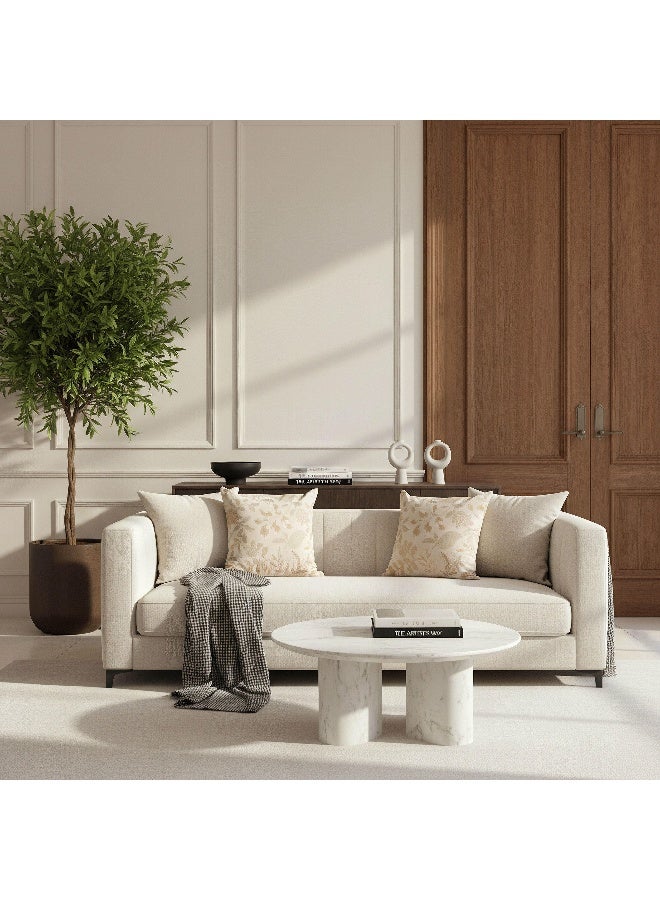 Home Box Embroidered Leaf Cushion - Beige - 50x50 cm - Image 3