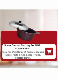 SONEX Sonex Splendor Pot 20 cm, Korean Diecast Technology Cooking Pot, Multi Layer Durable Coat, Even Heating, PFOA & PTFE Free Non Stick Interior, Ergonomic & Sturdy Cast Handles, Easy to Clean,Black Ruby  - Image 2
