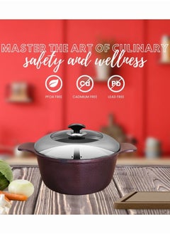SONEX Sonex Splendor Pot 20 cm, Korean Diecast Technology Cooking Pot, Multi Layer Durable Coat, Even Heating, PFOA & PTFE Free Non Stick Interior, Ergonomic & Sturdy Cast Handles, Easy to Clean,Black Ruby  - Image 4