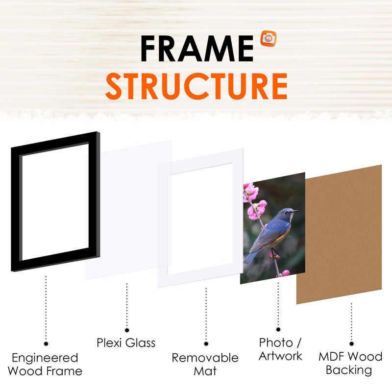 FIXSMITH 5x7 Picture Frame Set of 10  Photo Frame Bulk with HD Plexiglass  Display Pictures 4x6 with Mat or 5x7 Without Mat Multi Picture Frames Collage for Tabletop or Wall Display  Black - Image 3