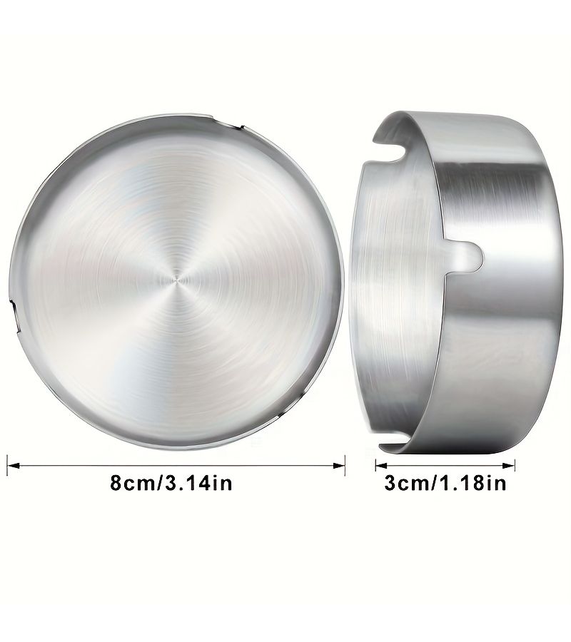 8pcs Silver Stainless Steel Ashtray Set Windproof Triple Slot Portable - Image 3