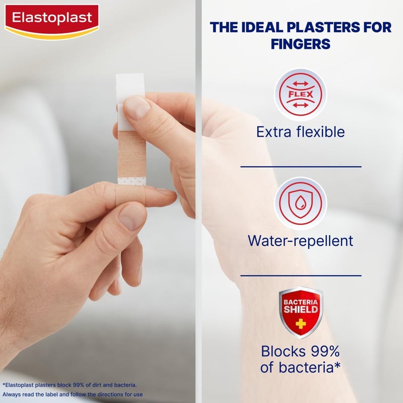 Elastoplast Extra Flexible Finger Strip Plasters 16 Pieces Flexible and Durable Plasters for Fingers Stretchy Fabric Plasters Plasters Waterproof - Image 3
