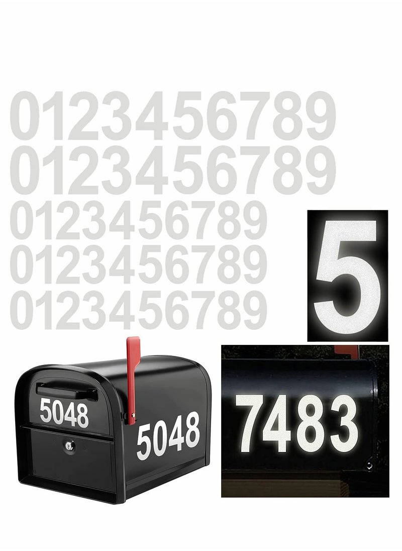 SYOSI Reflective Mailbox Numbers for Outside 50PCs Waterproof Stickers 3'' and 4'' Self Adhesive 0 to 9 Vinyl Number Signs Window Door Cars Trucks Home Business Address  - Image 1