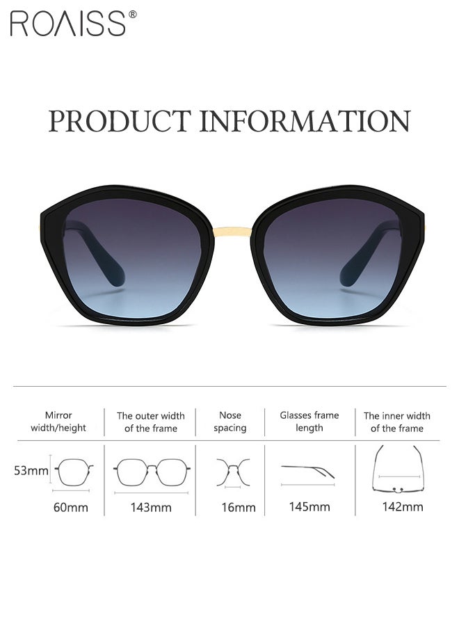 رويس نظارات شمسية بإطار متعدد الأضلاع للكمبيوتر الشخصي للنساء، نظارات شمسية ذات عدسات متدرجة ذات حماية من الأشعة فوق البنفسجية 400 للتسوق والحفلات والسفر مع حقيبة للنظارات - Image 3