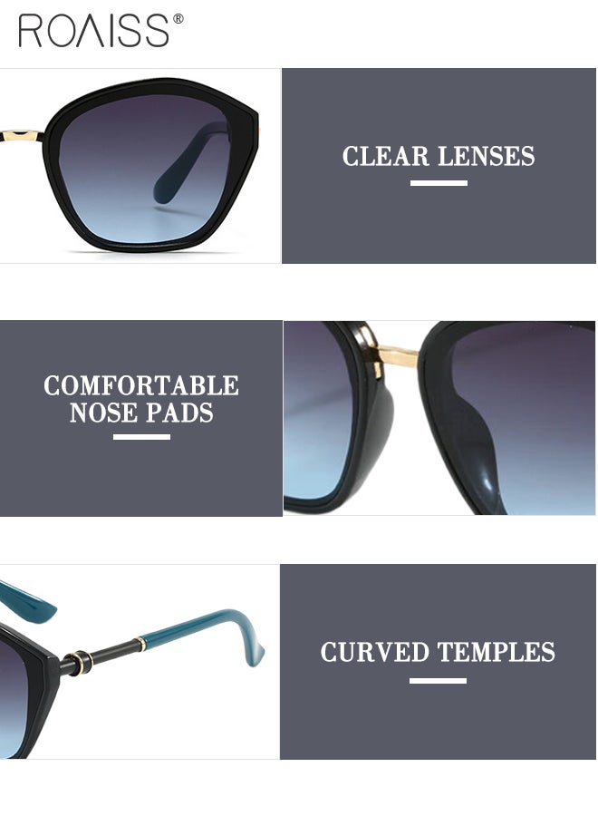 رويس نظارات شمسية بإطار متعدد الأضلاع للكمبيوتر الشخصي للنساء، نظارات شمسية ذات عدسات متدرجة ذات حماية من الأشعة فوق البنفسجية 400 للتسوق والحفلات والسفر مع حقيبة للنظارات - Image 4
