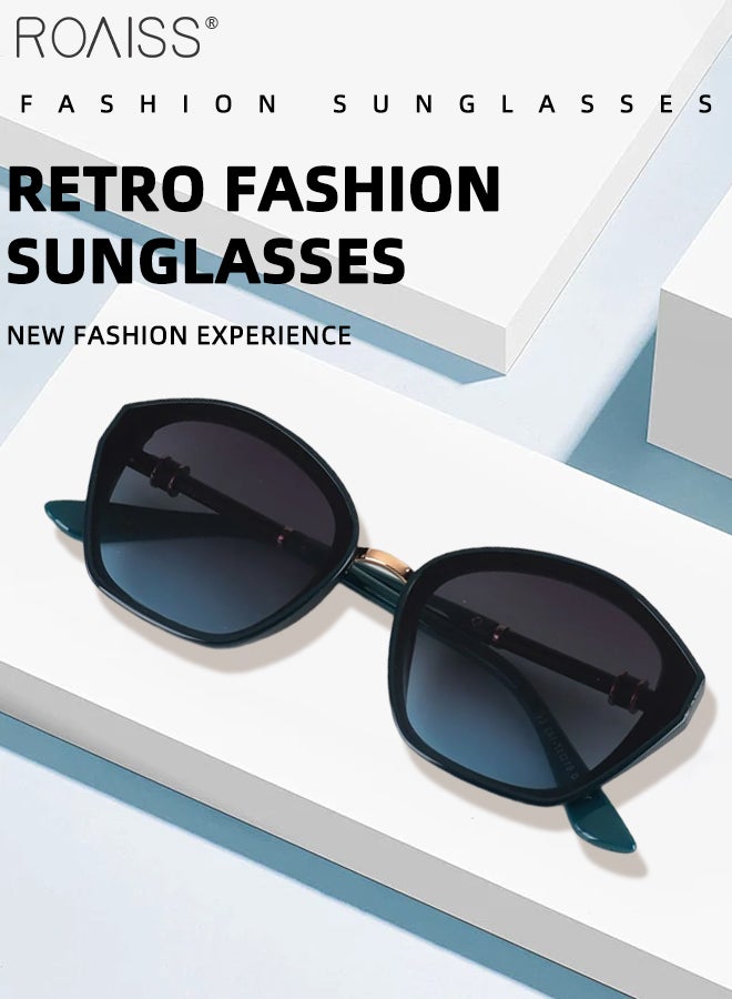 رويس نظارات شمسية بإطار متعدد الأضلاع للكمبيوتر الشخصي للنساء، نظارات شمسية ذات عدسات متدرجة ذات حماية من الأشعة فوق البنفسجية 400 للتسوق والحفلات والسفر مع حقيبة للنظارات - Image 5