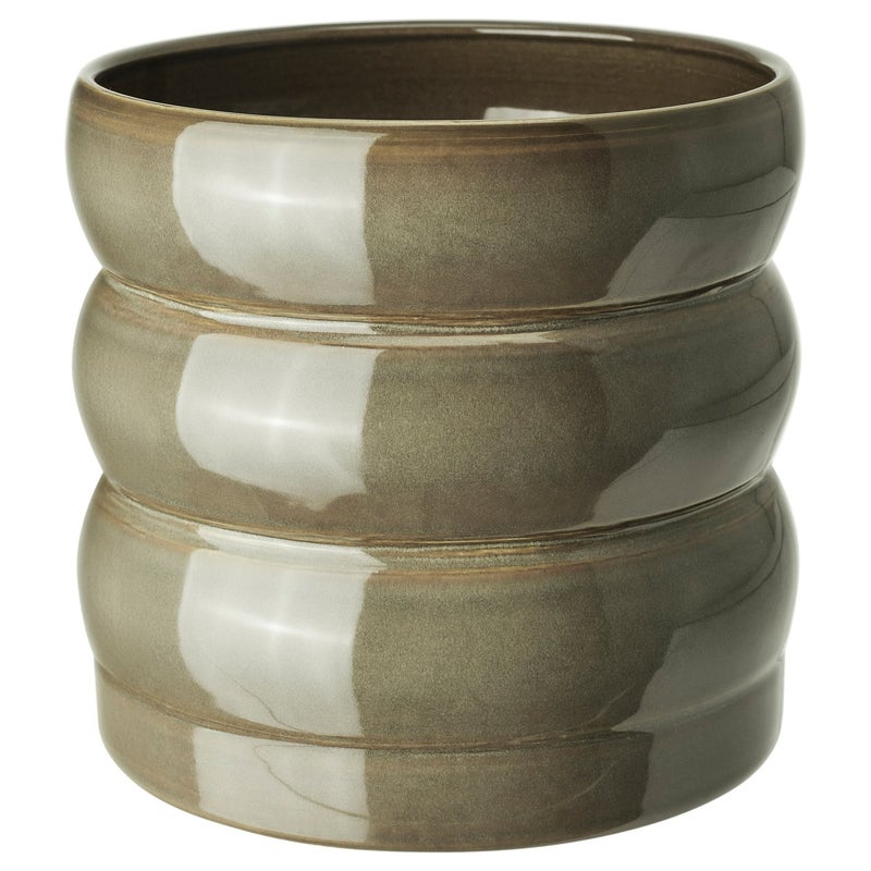 Baitique Plant Pot, Stoneware, Green-Brown, In/Outdoor, 15 cm - Image 1