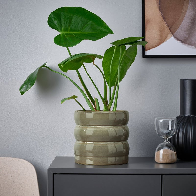 Baitique Plant Pot, Stoneware, Green-Brown, In/Outdoor, 15 cm - Image 3