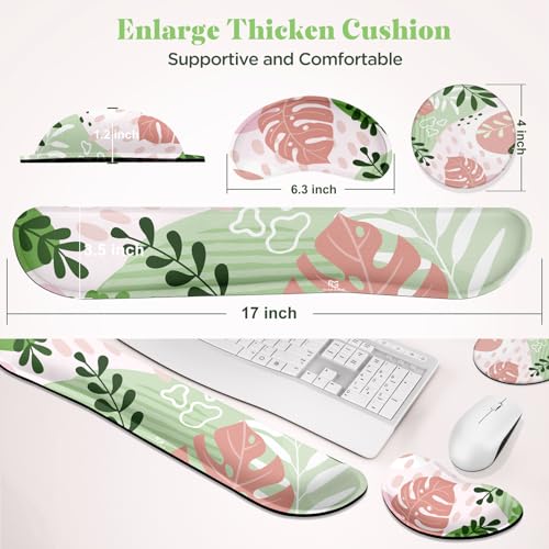 Gimars Enlarge Silky and Superfine Fabric Gel Memory Foam Keyboard Wrist Rest Set, Ergonomic Keyboard Mouse Wrist Support for Typing Pain Relief, Comfort for Office, Gaming, Computer-Morandi Pink - Image 5