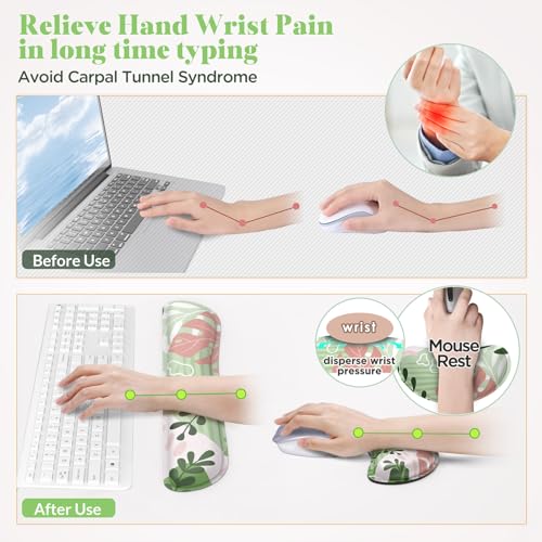 Gimars Enlarge Silky and Superfine Fabric Gel Memory Foam Keyboard Wrist Rest Set, Ergonomic Keyboard Mouse Wrist Support for Typing Pain Relief, Comfort for Office, Gaming, Computer-Morandi Pink - Image 4