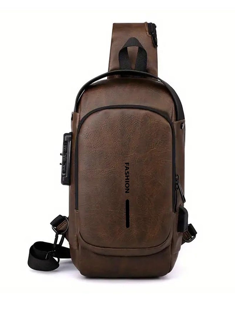 Yuwell Multifunctional Anti-Theft Travel Bag Crossbody Sling Bag With USB Charging Port Waterproof Backpack Shoulder Bag For Unisex Travel, Work, School, Business, And Cycling Dark Brown  - Image 1