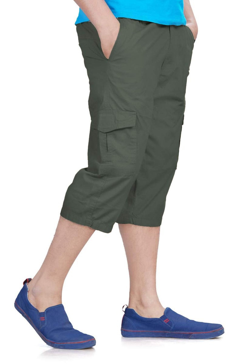 0-DEGREE Men's Regular Fit Three Quarter Shorts Grey 30 Inch Waist - Image 3