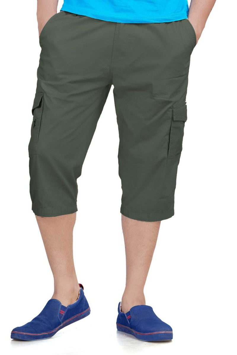 0-DEGREE Men's Regular Fit Three Quarter Shorts Grey 30 Inch Waist - Image 5