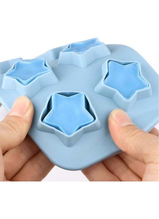 IBAMA - IBAMA Star Shaped Silicone Ice Cube Tray Freeze Mold Maker Tools Club Bar Party Use for Making Jelly Gummy Pudding Candy Ice Cream Chocolate Ice DIY (Blue) - Image 1