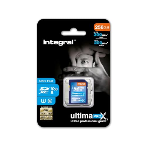 Integral 256GB UHS-II SD Card V60 Up to 300MBs Read and 200MBs Write Speed 1733X SDXC Professional High Speed Memory Card - Image 1