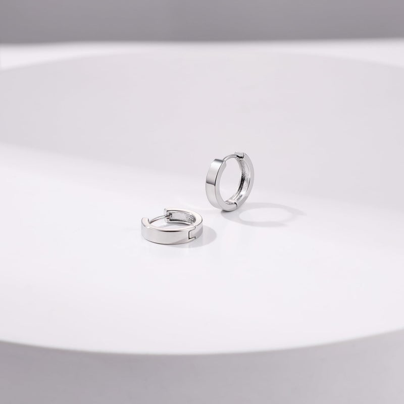 Gacimy Silvertone Huggie Earrings for Women 14k White Gold Plated, Small Hoop Earrings for Women, 1/2 Inch Round - Image 5