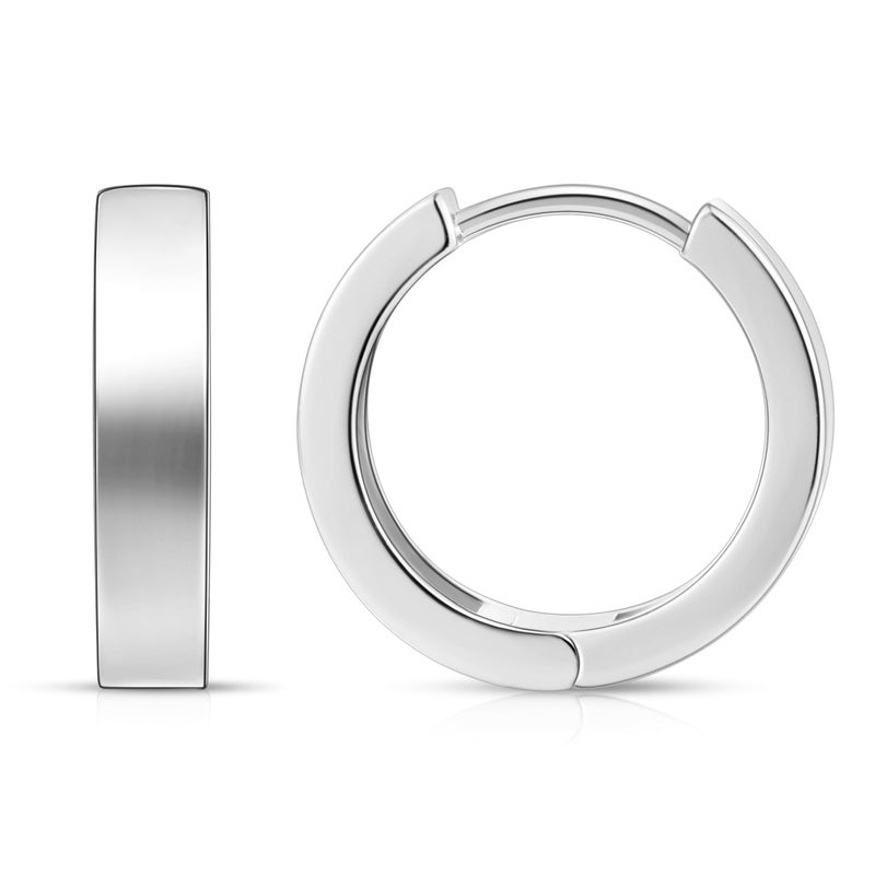 Gacimy Silvertone Huggie Earrings for Women 14k White Gold Plated, Small Hoop Earrings for Women, 1/2 Inch Round - Image 1