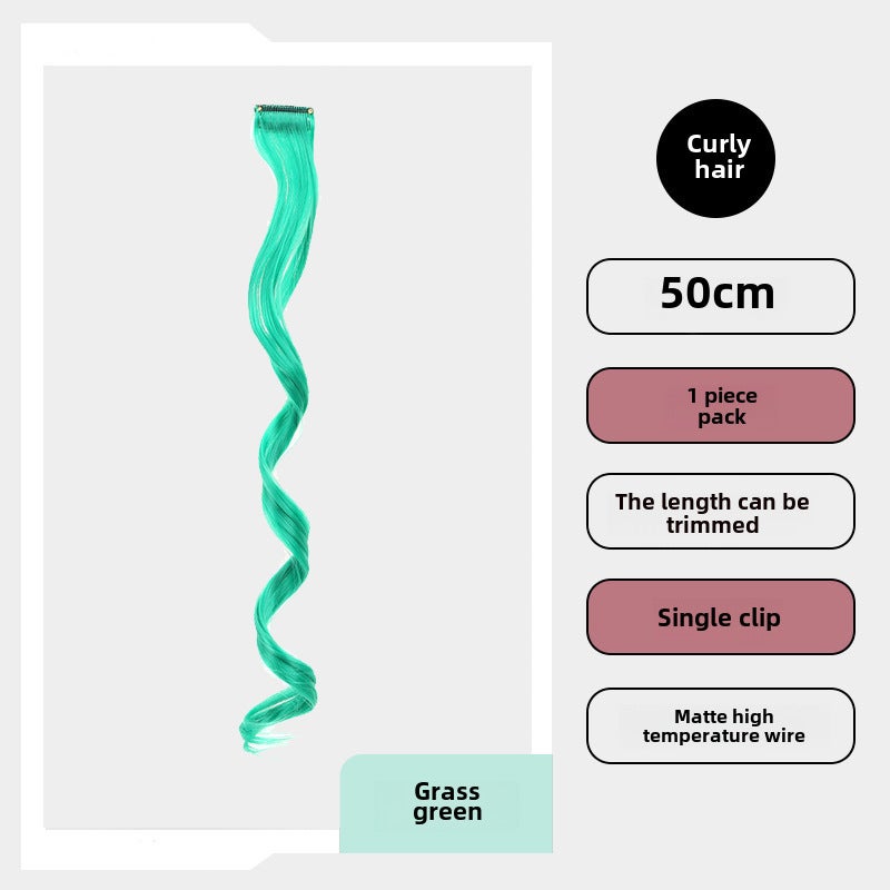Generic Long Hair Extension Highlight Clip-On grass green 
