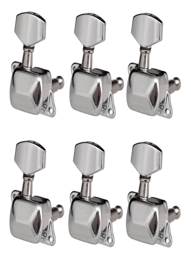 6 Pieces Guitar String Tuning Pegs Semi-closed Tuning Machine Machine Heads Tuners for Electric Guitar Acoustic Guitar(6 Right, Silver) - Image 1