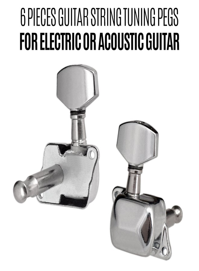 6 Pieces Guitar String Tuning Pegs Semi-closed Tuning Machine Machine Heads Tuners for Electric Guitar Acoustic Guitar(6 Right, Silver) - Image 5