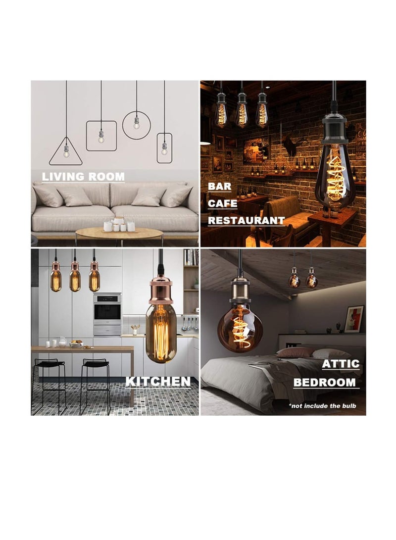 Zikra Ceiling Pendant & Lamp Holder, Metal Pendant Light Fitting, E27 Lamp Holder, Fitting Set with Braided Fabric Cable (Rose Gold) - Image 5