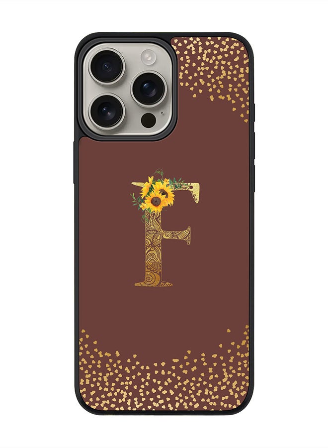 Stylizedd For iPhone 16 Pro Max Case [Compatible with MagSafe] Slim Magnetic cover Phone Case iPhone 16 Pro Max -Custom Floral Monogram - F (Brown ) - Image 1
