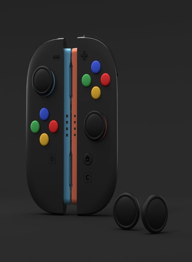مجموعة أغطية أزرار PlayVital + مقابض الإبهام لجهاز Nintendo Switch 2، تتضمن 4 أغطية سيليكون ملونة لأزرار الاتجاهات ABXY وغطاءين لعصا التحكم Joy-Con - أسود - Image 2