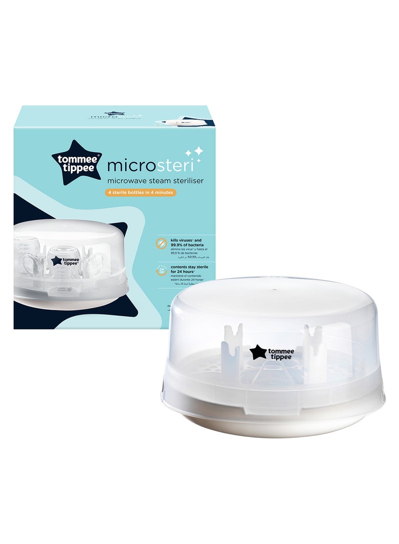 tommee tippee Microwave Steam SteriliserFor Baby Bottles And Accessories, Kills Viruses And 99.9% Of Bacteria, 4-Minute Sterilisation Cycle - Image 1