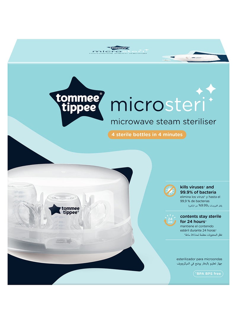 tommee tippee Microwave Steam SteriliserFor Baby Bottles And Accessories, Kills Viruses And 99.9% Of Bacteria, 4-Minute Sterilisation Cycle - Image 2