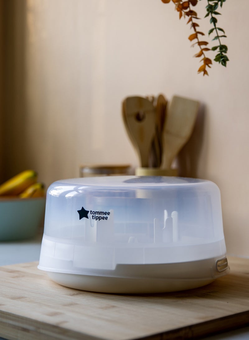 tommee tippee Microwave Steam SteriliserFor Baby Bottles And Accessories, Kills Viruses And 99.9% Of Bacteria, 4-Minute Sterilisation Cycle - Image 3